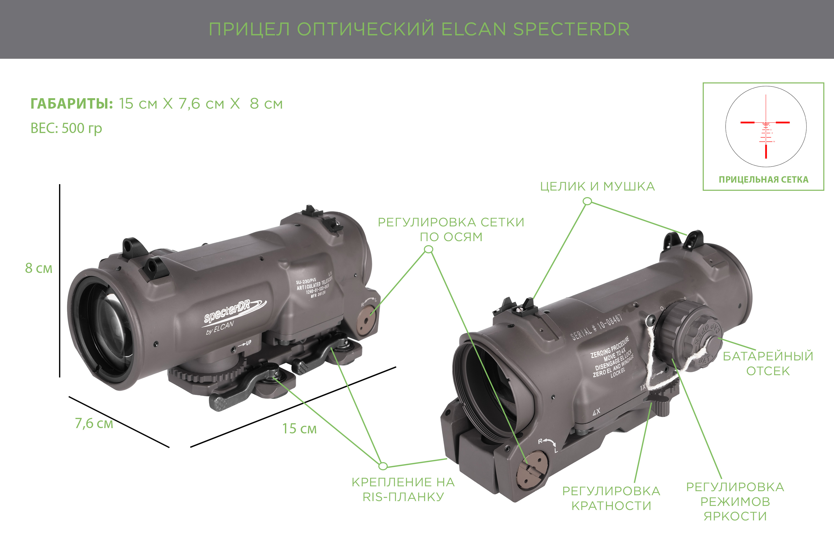 Купить Прицел оптический Elcan SpecterDR GEN.3 1x-4х в интернет магазине  