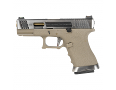 Страйкбольный пистолет (WE) GLOCK 19 Custom TAN/Silver/Gold GBB