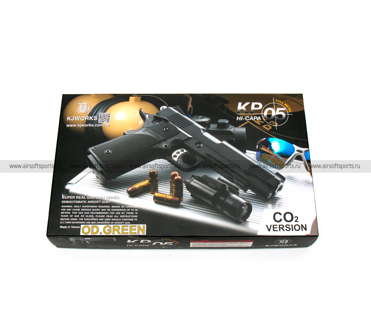 Купить Страйкбольный пистолет (KJW) Hi-Capa металл KP-05 CO2 Olive (GC-0339- OD) в интернет магазине 