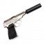 Страйкбольный пистолет (WE) PM Макаров с глуш. (Silver) GGB-0384TS